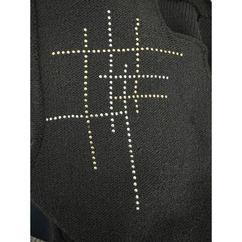 Jennifer Roberts Vintage Black Metallic Studded Jumpsuit one piece art wear S/M - Picture 9 of 14